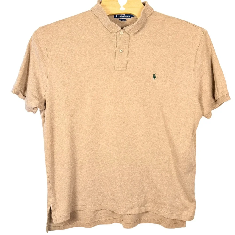 Vintage Polo Ralph Lauren Polo Shirt Men XL Tan Classic Green Pony Earthtone